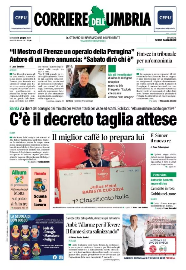 Prima-pagina-corriere umbria-del-2024-06-05